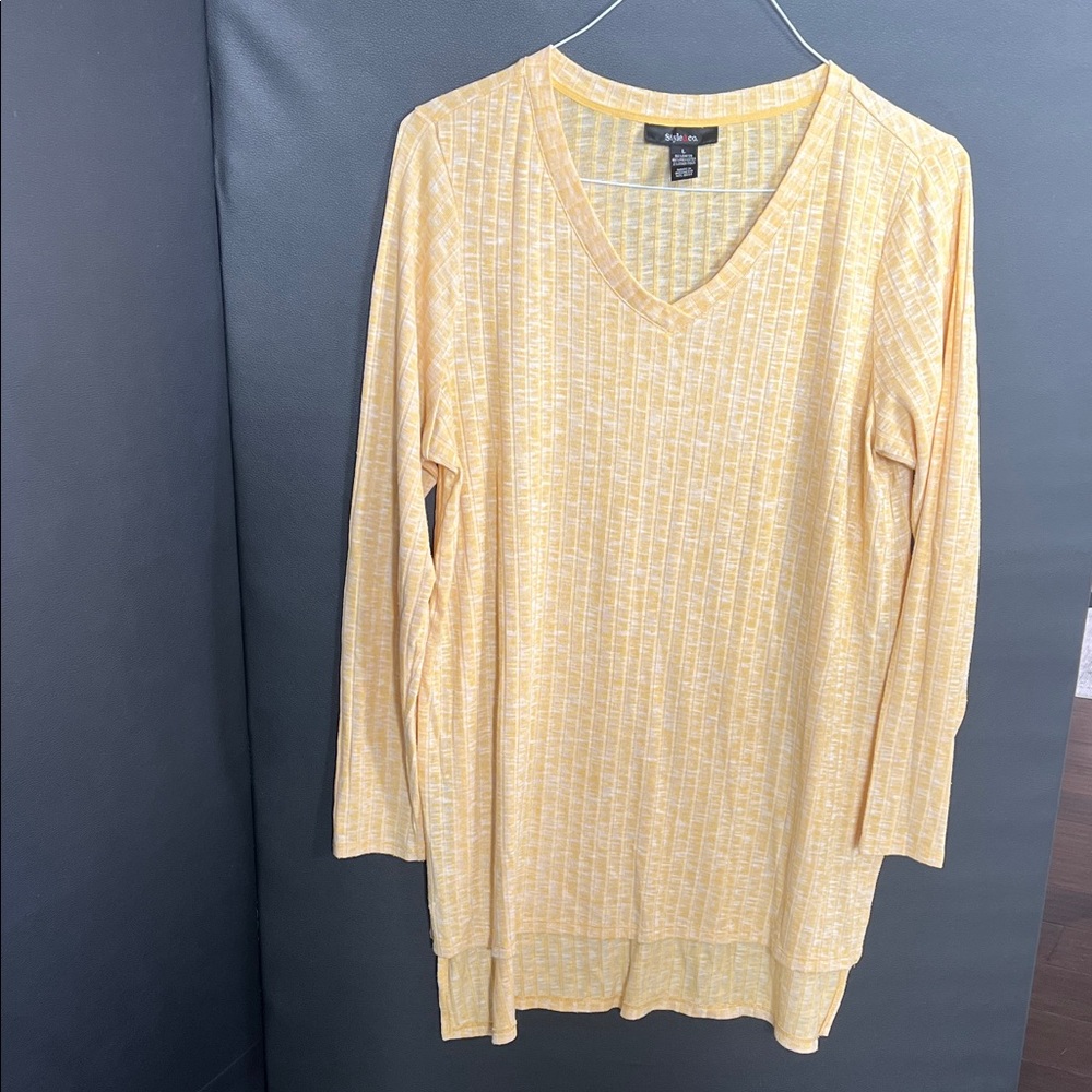 Style & Co. Yellow V-Neck Sweater
